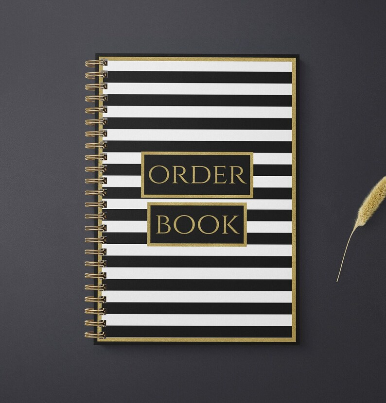 Black and white striped order book to take to your first craft fair