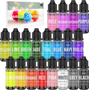 20 bottles of dye, all in different colours